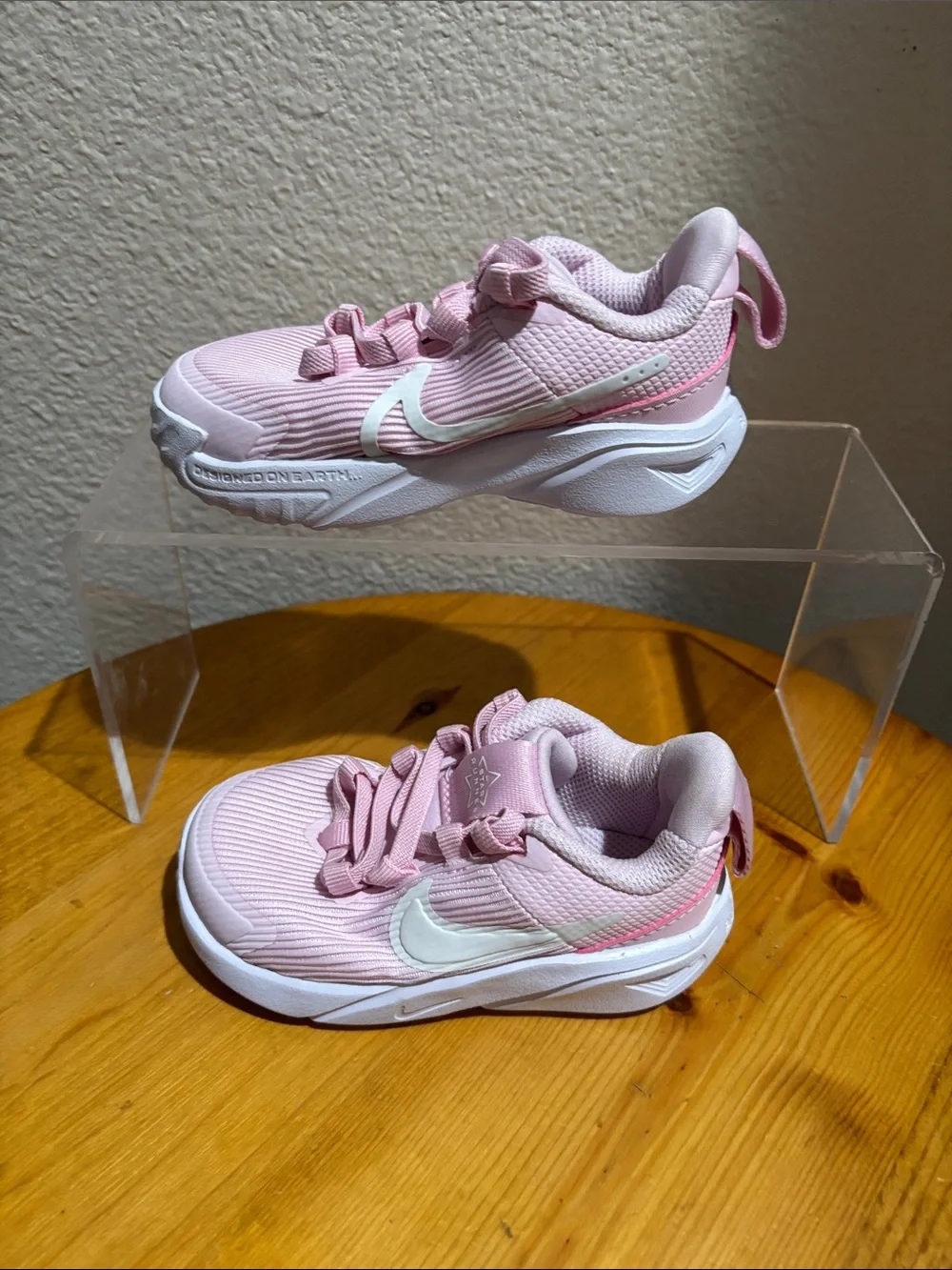 Nike Kids Pink and White Lace-Style Athletic Sneakers 6C